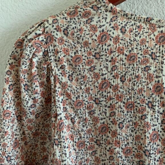 American Eagle Smocked Long Sleeve Tie Front Top Romantic Mini Floral Small - Picture 9 of 11